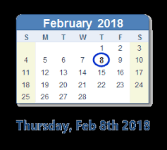 February 8th Sales Calendar